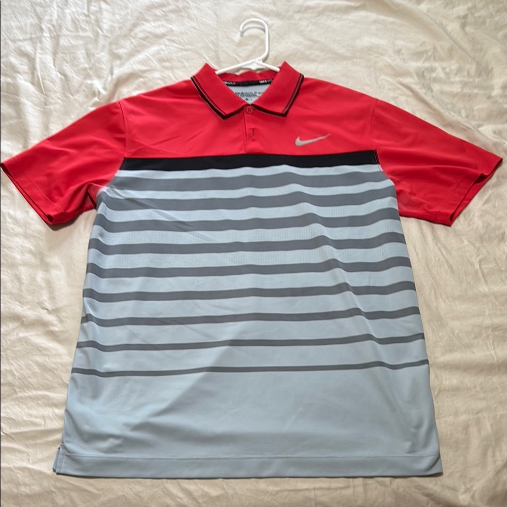 Nike Red and Gray Performance Polo Shirt